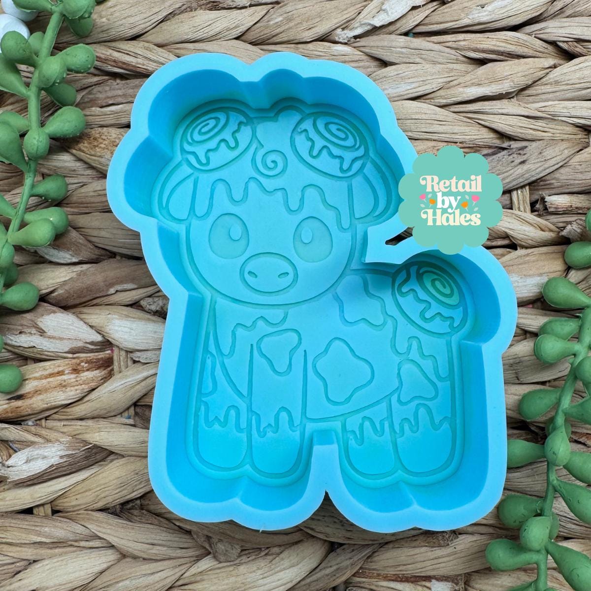 Cinnamon Roll Cow Freshie Mold, Cute Cow Silicone Car Freshie Mold, Handmade Freshie Mold, Wax Melt, Soap, Concrete & Plaster Mold