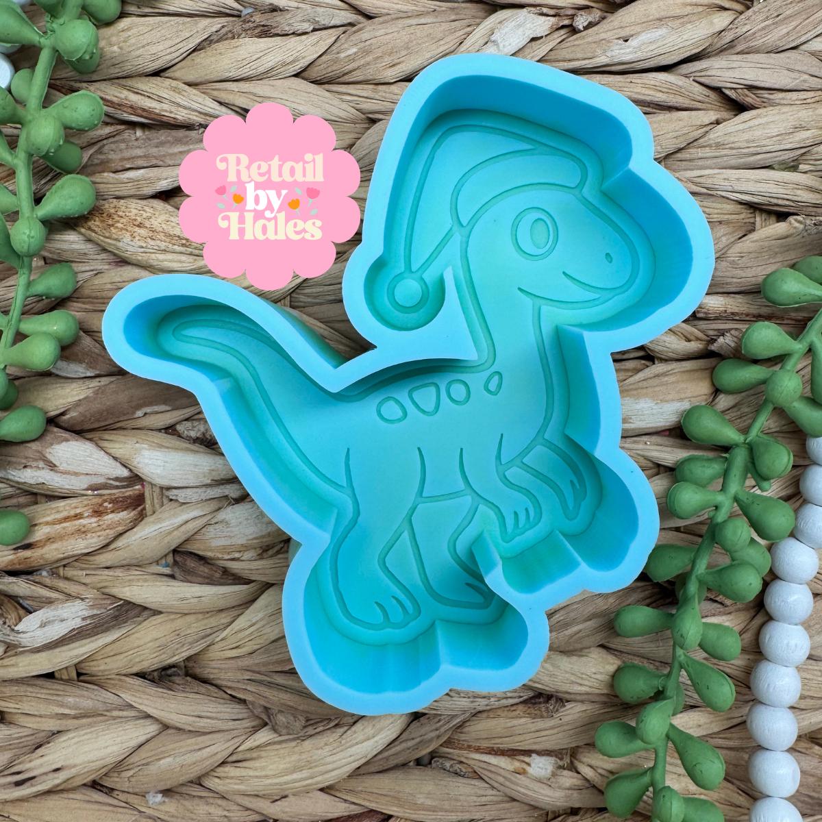 Christmas Dinosaur Freshie Mold, Santa Dino Silicone Car Freshie Mold, Holiday Freshie Mold, Wax Melt, Soap, Concrete & Plaster Mold
