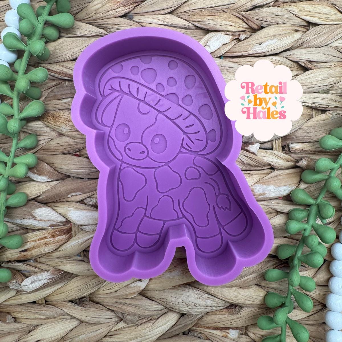 Mushroom Cow Freshie Mold Cute Cow Silicone Car Freshie Mold Cottagecore Mold Wax Melt Soap Concrete Plaster Mold