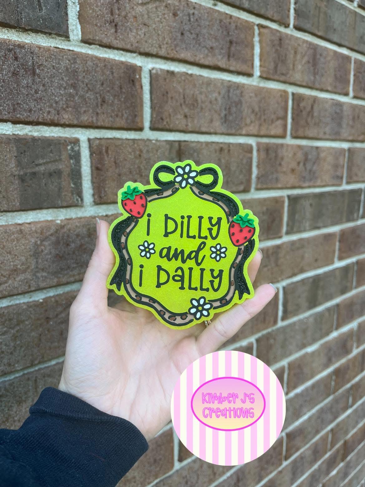 I Dilly and I Dally Frame Freshie Mold, funny freshie molds, summer freshie mold, coquette freshie mold, cutesy silicone mold, strawberry