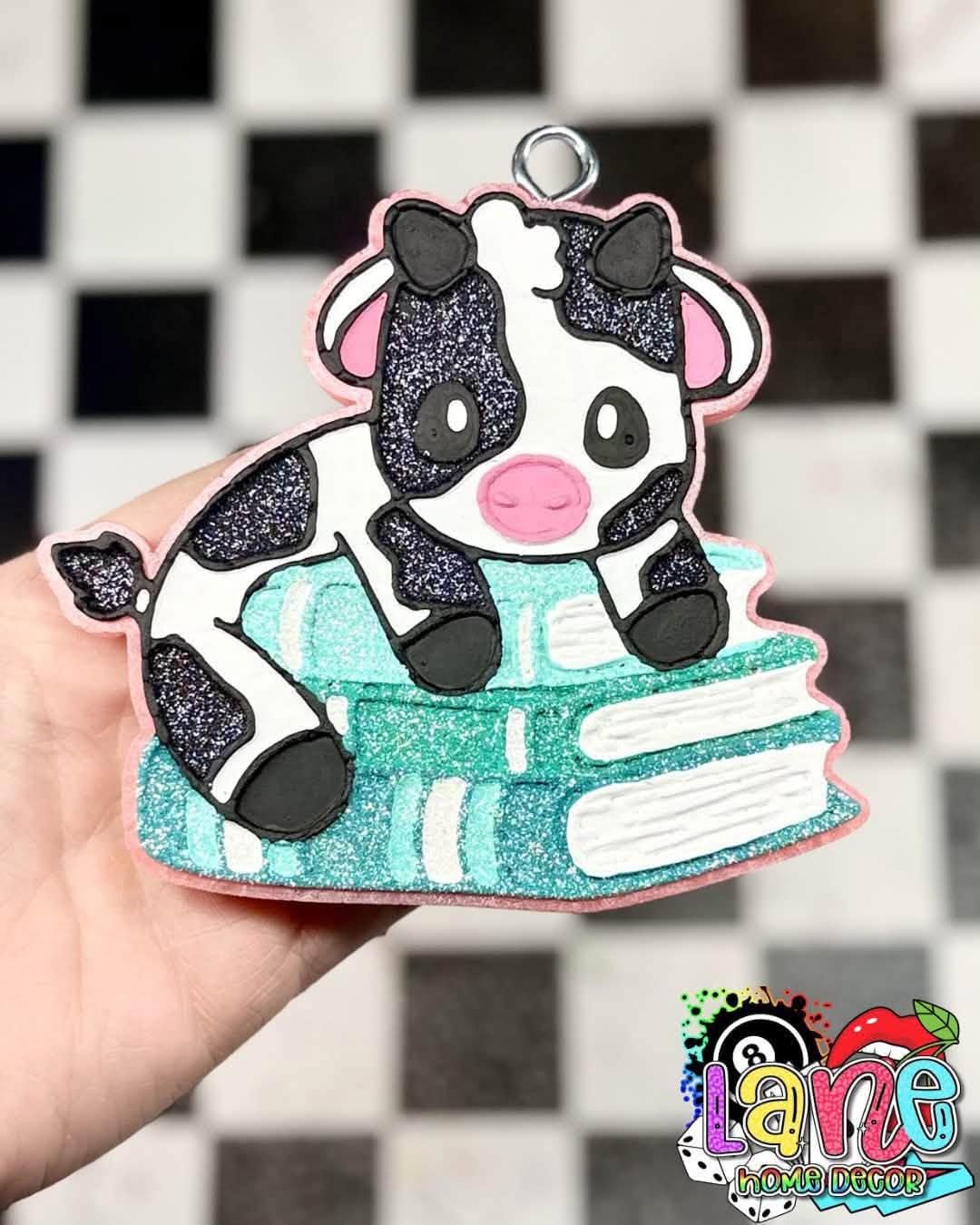 Book Stack Cow Freshie Mold, western freshie molds, best selling freshie mold, farm freshie molds, book freshie molds, reading molds