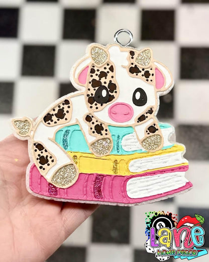 Book Stack Cow Freshie Mold, western freshie molds, best selling freshie mold, farm freshie molds, book freshie molds, reading molds