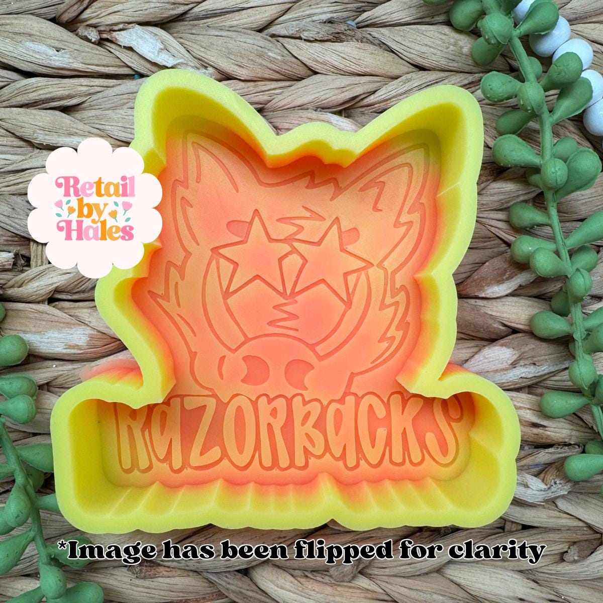 Razorbacks Freshie Mold Razorback Hog Silicone Car Freshie Mold School Spirit Mascot Mold Wax Melt Soap Concrete Plaster Mold