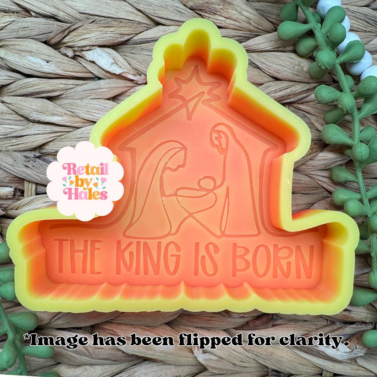 Nativity Freshie Mold The King Is Born Silicone Car Freshie Mold Christmas Christian Mold Wax Melt Soap Concrete Plaster Mold