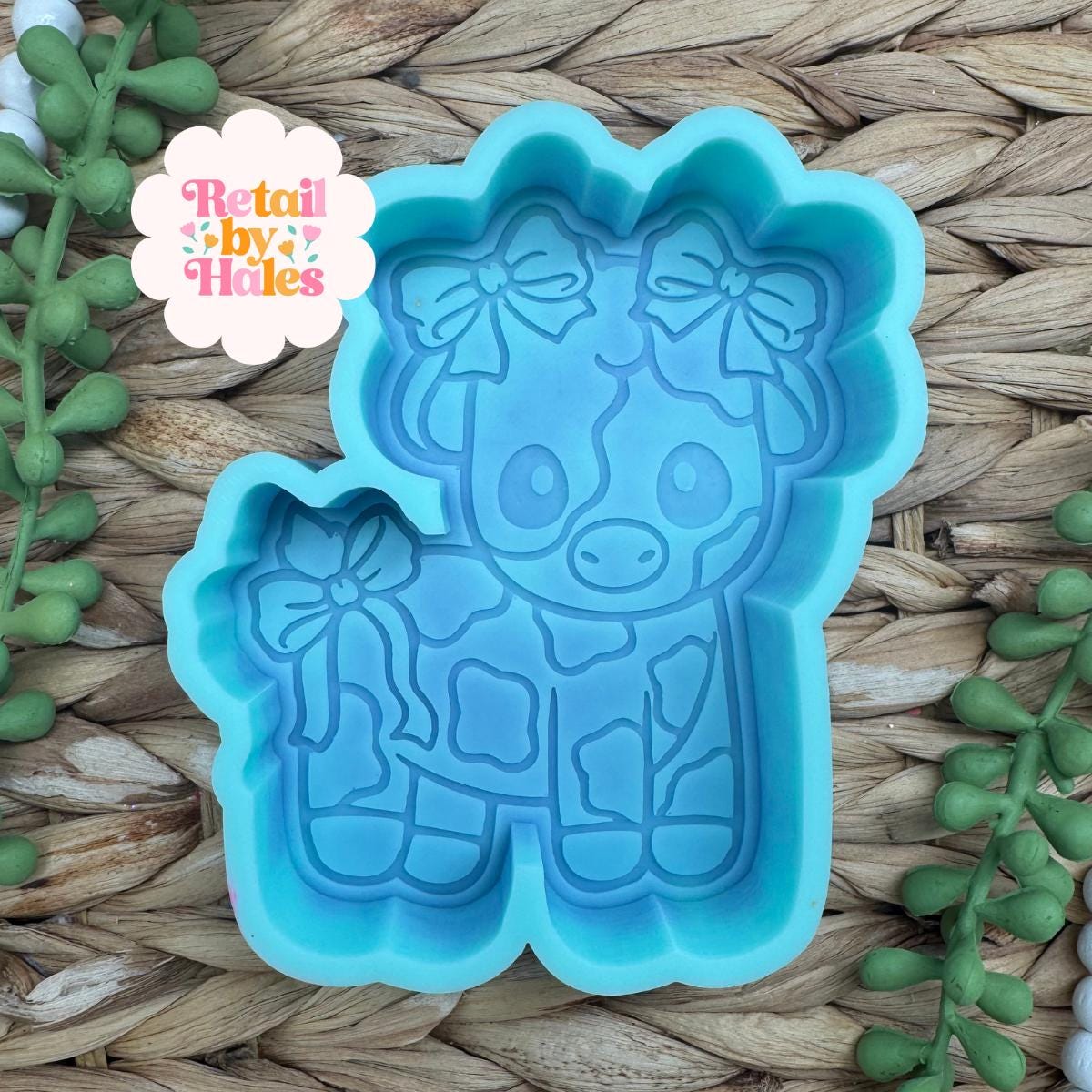 Cow with Bows Freshie Mold, Cute Cow Silicone Car Freshie Mold, Girly Cow Mold, Wax Melt, Soap, Concrete & Plaster Mold