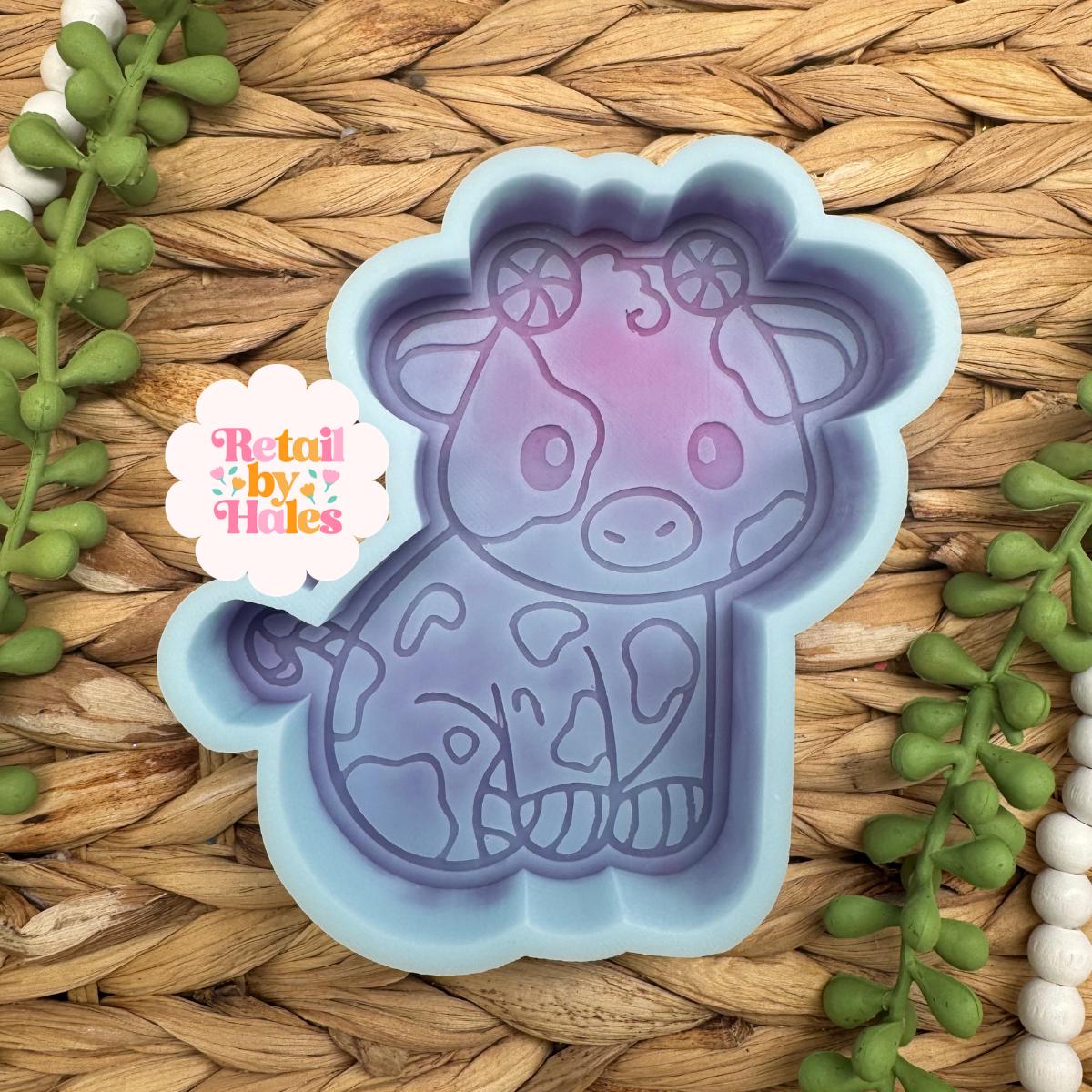 Peppermint Cow Freshie Mold, Christmas Cow Silicone Car Freshie Mold, Holiday Freshie Mold, Wax Melt, Soap, Concrete & Plaster Mold