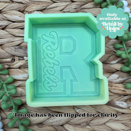 Rebels Freshie Mold Varsity R Silicone Car Freshie Mold School Spirit Mascot Mold Wax Melt Soap Concrete Plaster Mold