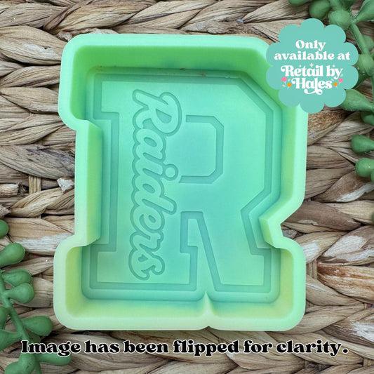 Raiders Freshie Mold Varsity R Silicone Car Freshie Mold School Spirit Mascot Mold Wax Melt Soap Concrete Plaster Mold