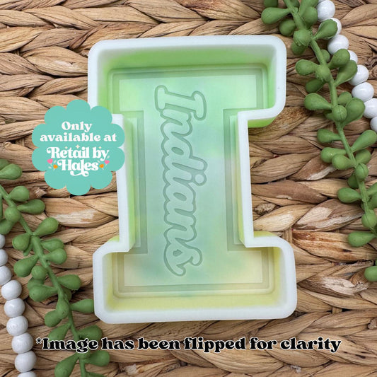 Indians Freshie Mold Varsity I Silicone Car Freshie Mold School Spirit Mascot Mold Wax Melt Soap Concrete Plaster Mold