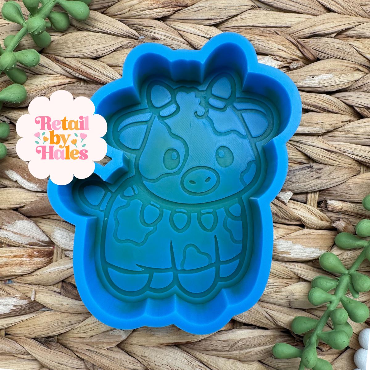 Christmas Lights Cow Freshie Mold Holiday Cow Silicone Car Freshie Mold Christmas Freshie Wax Melt Soap Concrete Plaster Mold