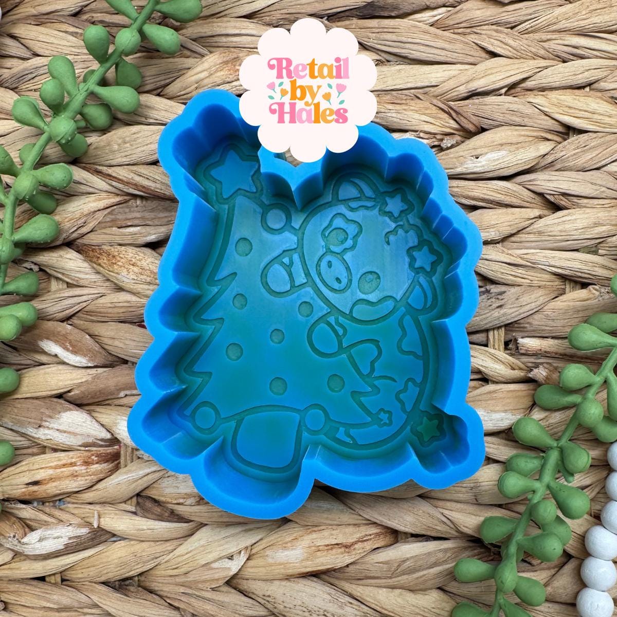 Christmas Tree Cow Freshie Mold Cute Holiday Cow Silicone Car Freshie Mold Wax Melt Soap Concrete Plaster Mold