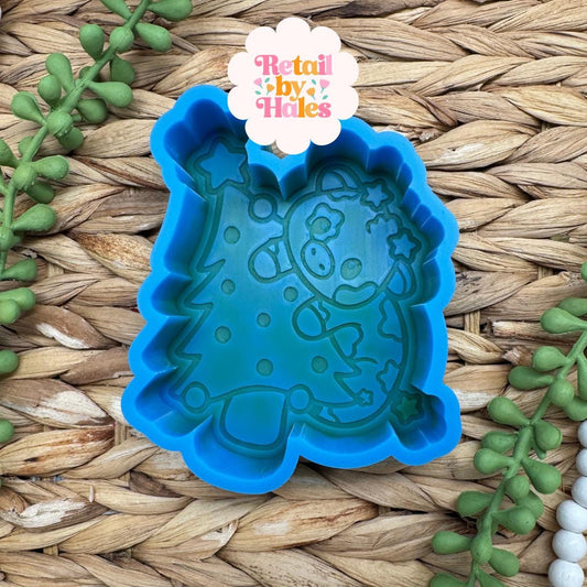 Christmas Tree Cow Freshie Mold Cute Holiday Cow Silicone Car Freshie Mold Wax Melt Soap Concrete Plaster Mold