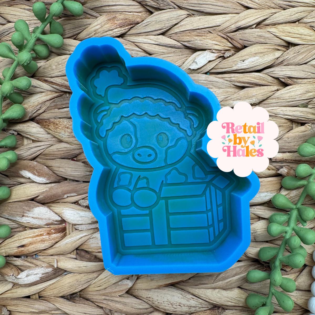 Christmas Present Cow Freshie Mold Holiday Gift Cow Silicone Car Freshie Mold Wax Melt Soap Concrete Plaster Mold
