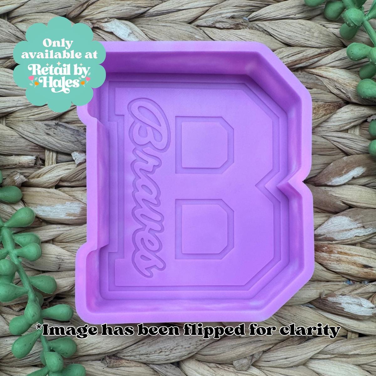 Braves Freshie Mold Varsity B Silicone Car Freshie Mold School Spirit Mascot Mold Wax Melt Soap Concrete Plaster Mold