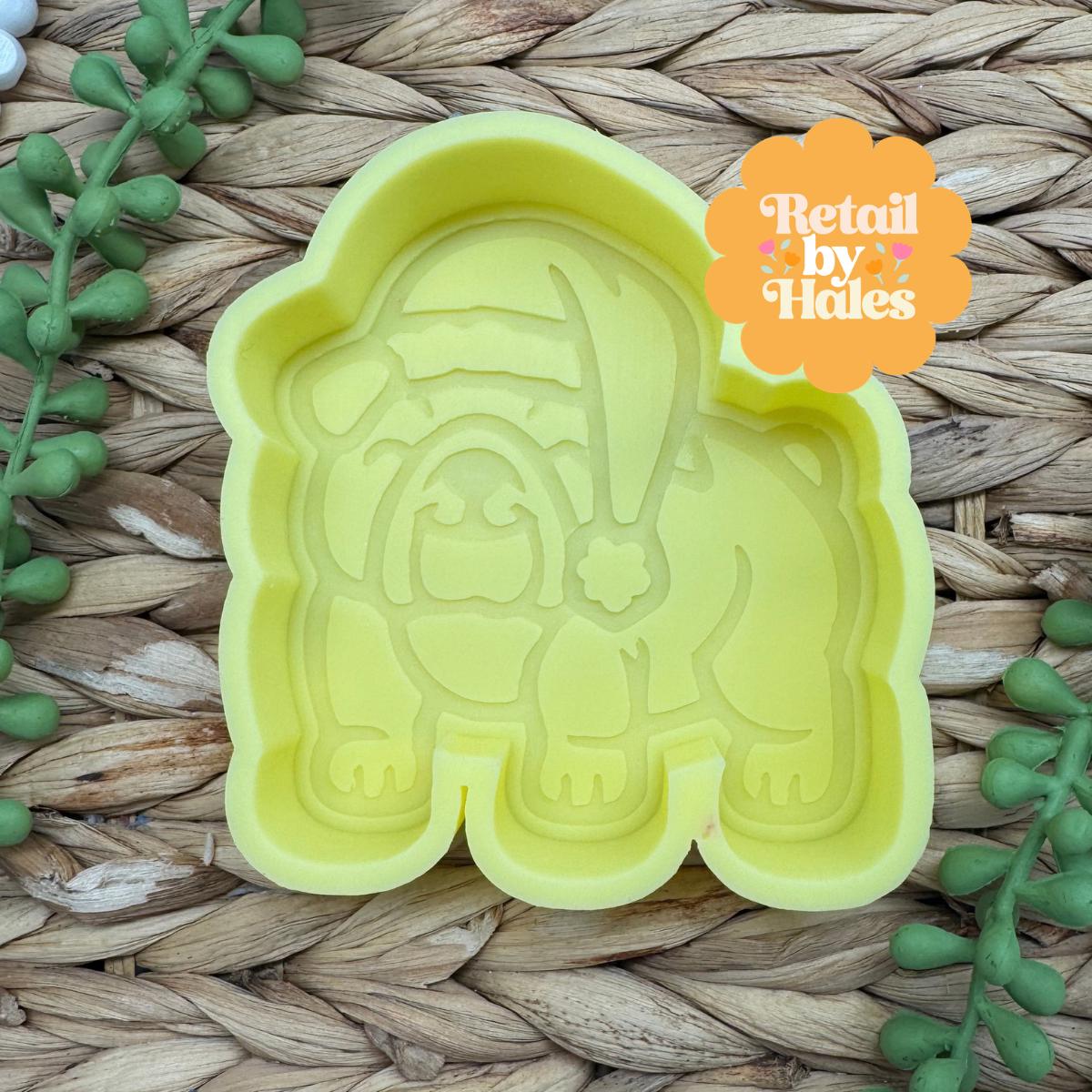 Christmas Bulldog Freshie Mold Santa Bulldog Silicone Car Freshie Mold Holiday Dog Mold Wax Melt Soap Concrete Plaster Mold