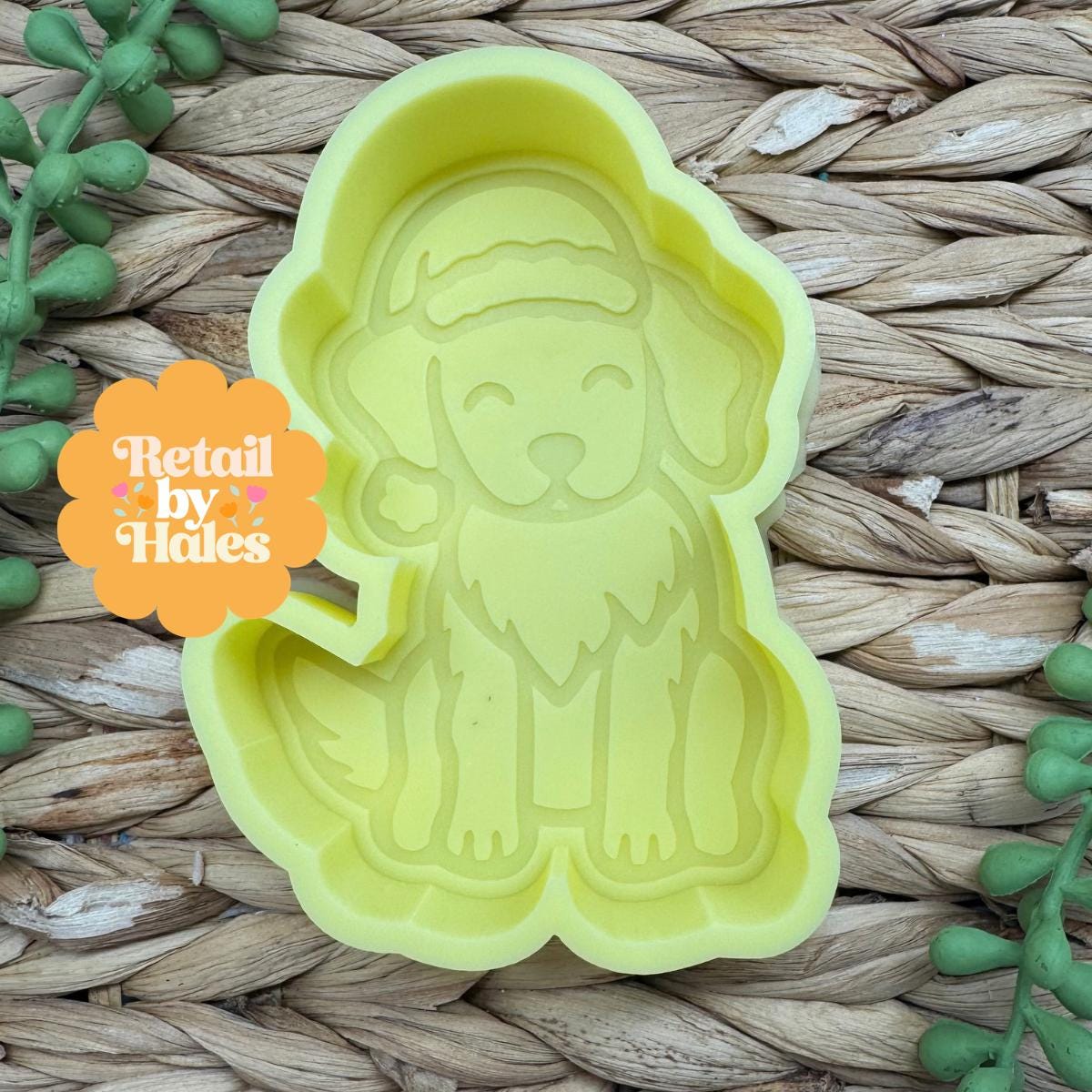 Christmas Golden Retriever Freshie Mold Santa Dog Silicone Car Freshie Mold Holiday Dog Wax Melt Soap Concrete Plaster Mold