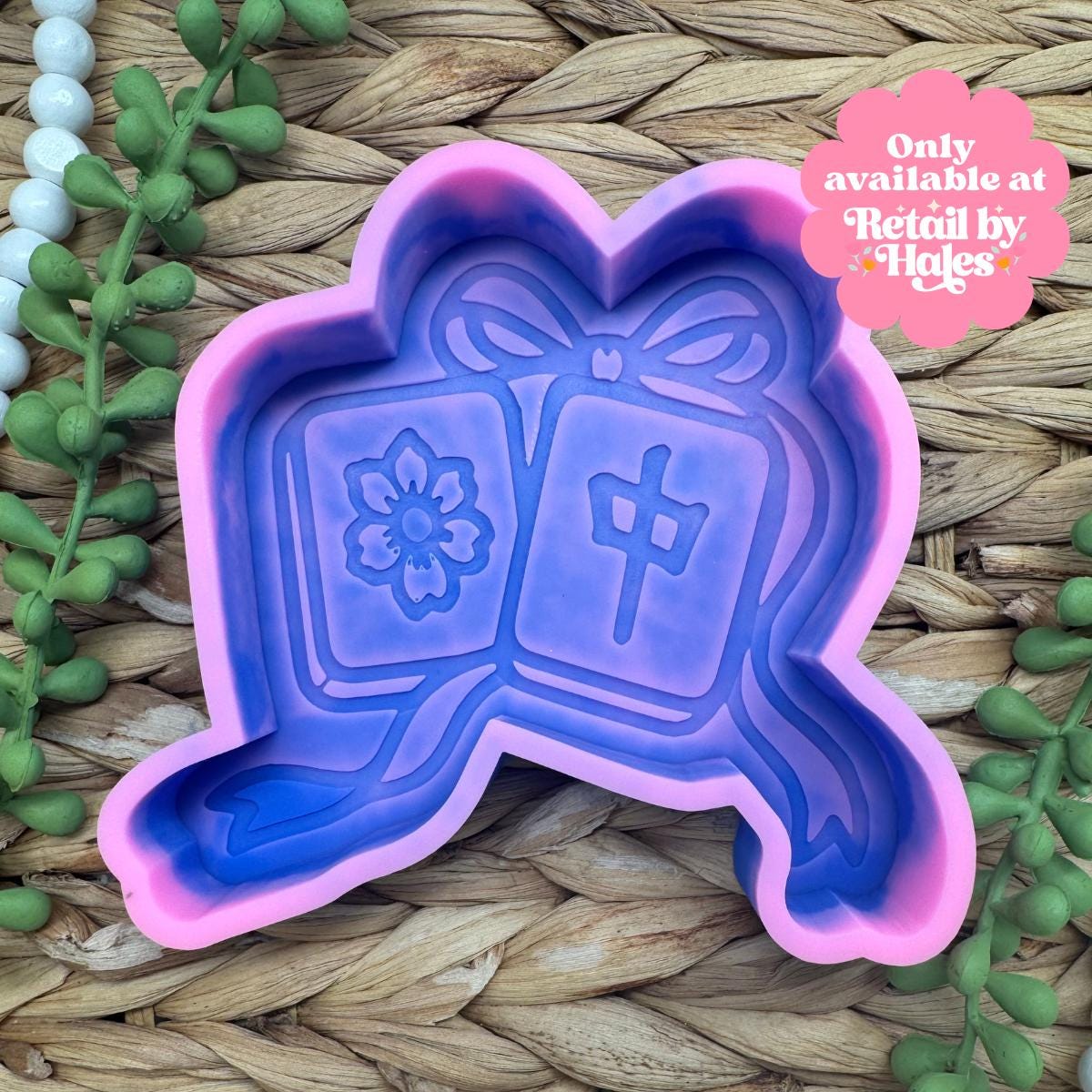 Mahjong Tiles with Bow Freshie Mold Cute Mahjong Silicone Car Freshie Mold Coquette Tile Wax Melt Soap Concrete Plaster Mold