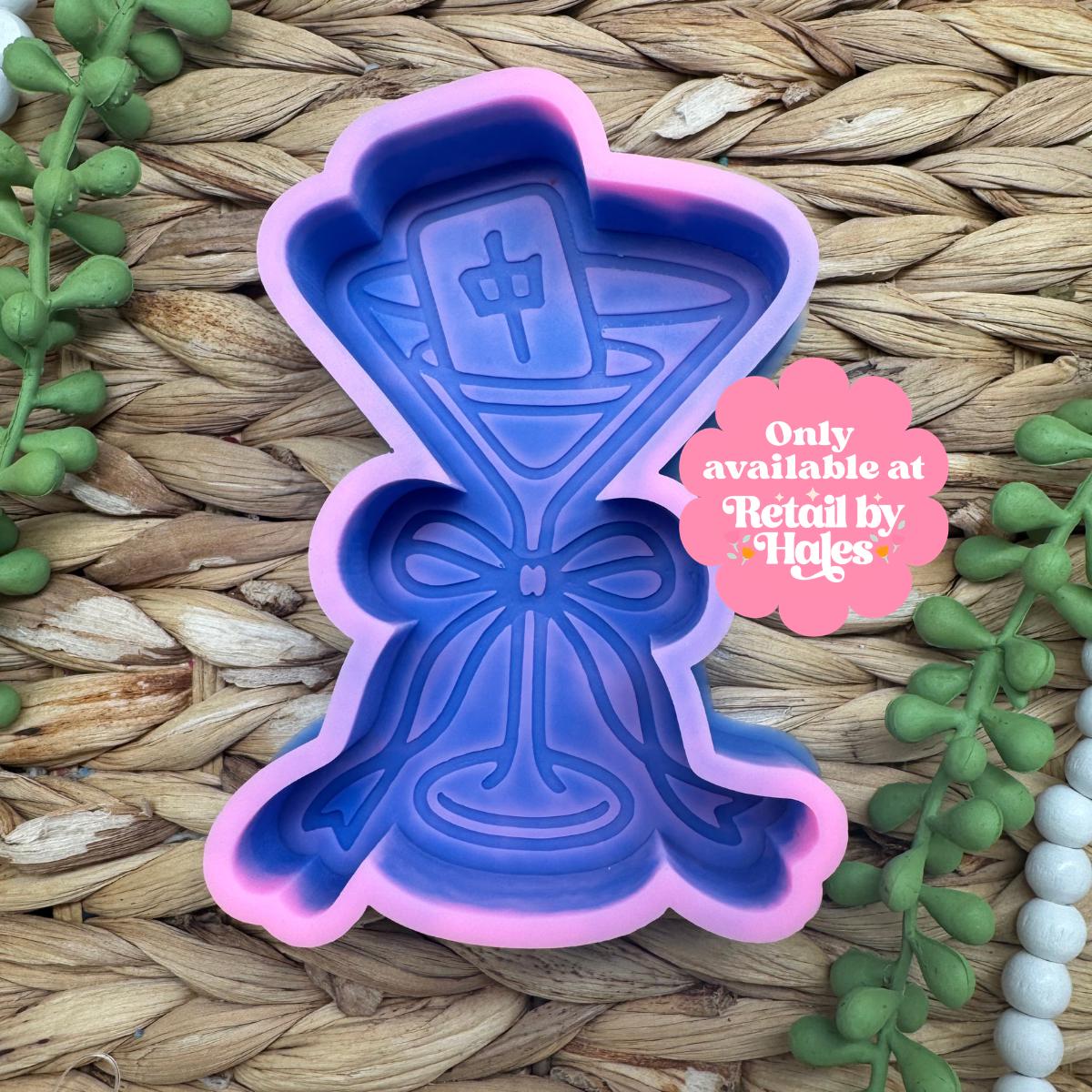 Mahjong Martini Freshie Mold Mahjong Cocktail Silicone Car Freshie Mold Bow Mahjong Tile Wax Melt Soap Concrete Plaster Mold