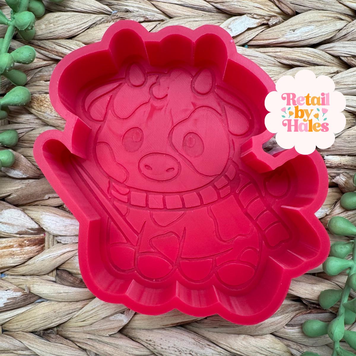 Wizard Cow Freshie Mold Cute Magic Cow Silicone Car Freshie Mold Wand Cow Wax Melt Soap Concrete Plaster Mold