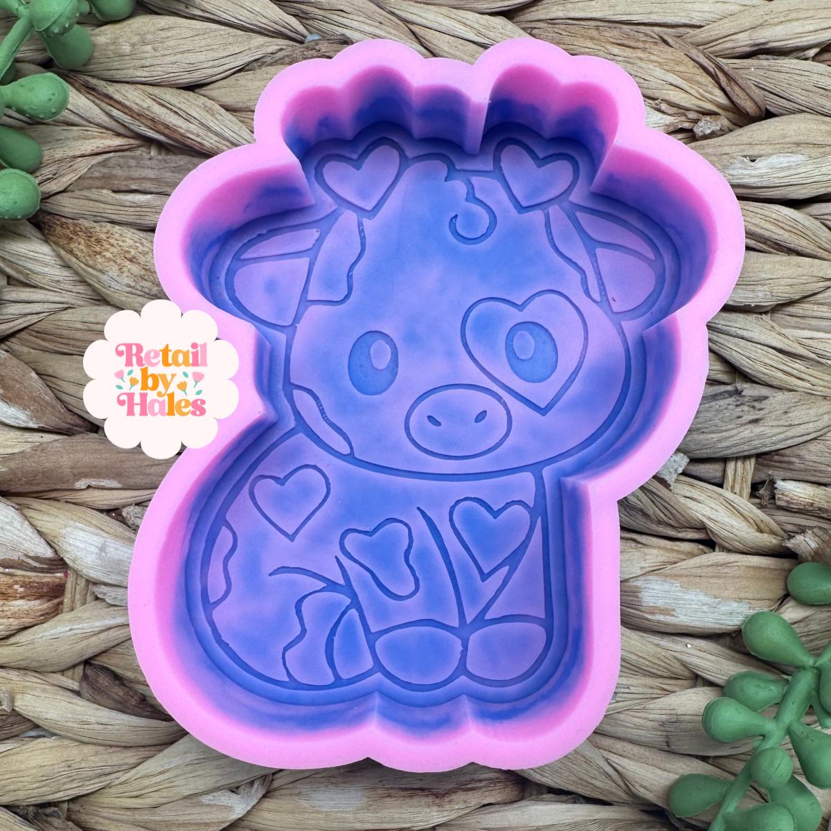 Valentine Heart Cow Freshie Mold Love Cow Silicone Car Freshie Mold Cute Heart Cow Wax Melt Soap Concrete Plaster Mold