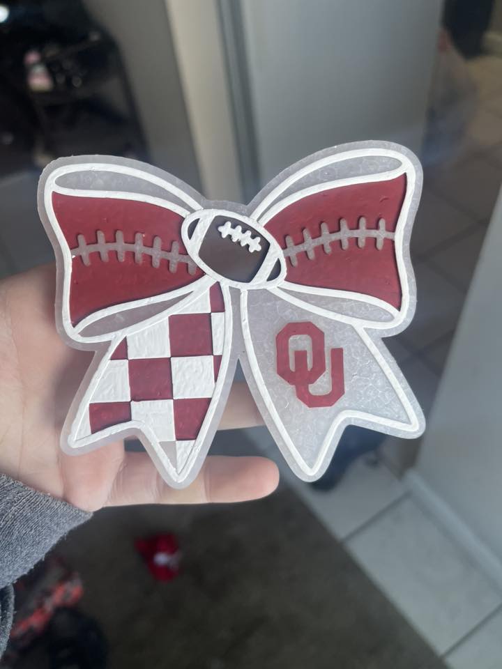 OU University of Oklahoma Football Bow Insert Freshie Mold