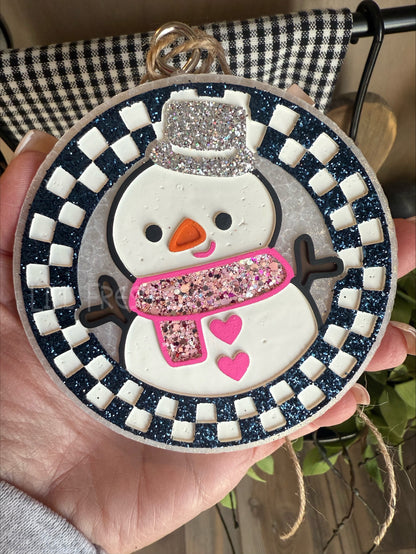 Snowman Round Insert for Circle Freshie Mold
